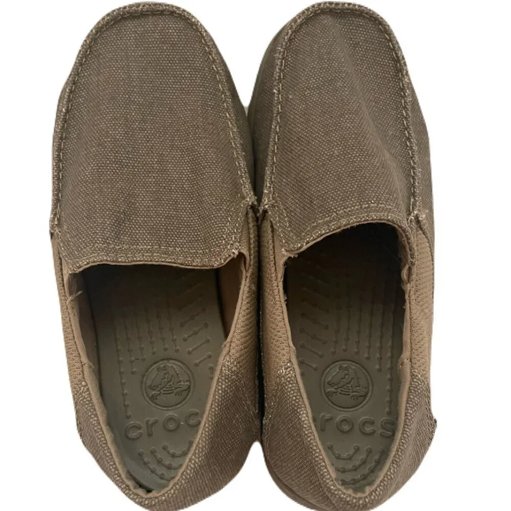 Crocs Santa Cruz II Loafers Youth Size J1 Unisex Khaki Slip on Shoes